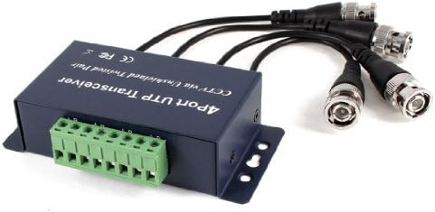 Steel Blue Metal Shell 4 BNC Male 4Ch Passive UTP CCTV Video Balun Transceiver