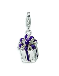 Sterling Silver Enameled Present Lobster Clasp Charm