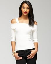 Sequin Foldover Open Shoulder Top