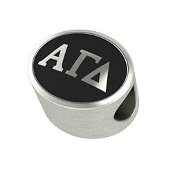 Alpha Gamma Delta Black Antique Oval Sorority Bead Charm Fits Most Pandora Style Bracelets. High Quality Bead in Stock for Fast Shipping