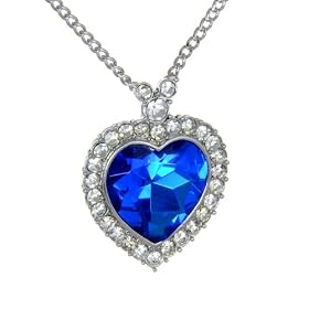 Smaller Blue Titanic Heart Pendant Necklace Fashion Jewelry: Jewelry