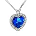 Smaller Blue Titanic Heart Pendant Necklace Fashion Jewelry