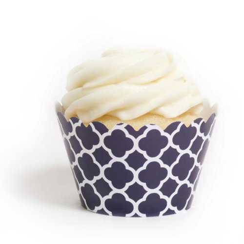 Dress My Cupcake Navy Blue Spanish Tile Cupcake Wrappers, Set of 12