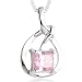 Princess Cut Pink Cz Pendant Necklace Sterling Silver