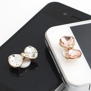 Brandbuy(TM) Earphone Jack Accessory 1pcs Of Bling Bow Cell Charms Dust Plug Ear Jack For Audio Headphone / Iphone 4 4S 5S 5C 6 / Samsung Galaxy S2 S3 S4 Note I9220 / HTC / Sony / Nokia / Motorola / LG / Lenovo / iPad / iPod Touch / Other 3.5mm Ear Jack (White)