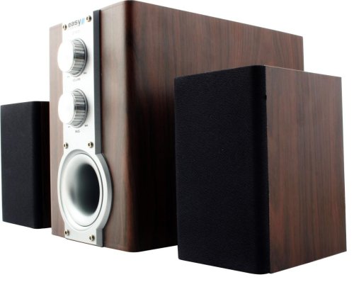 Childrens Toyshop  Computer : Easy Touch Speakers 2.1 1500W Wood+Silver