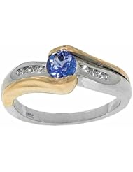 14K Two-Tone Gold Tanzanite and Diamond Ring -- LIFETIME WARRANTY