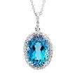 14K White Gold Swiss Blue Topaz and Diamond Necklace