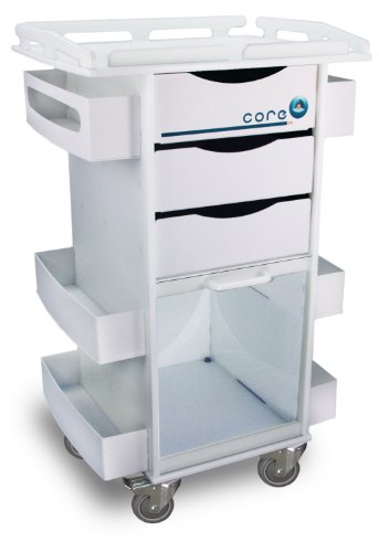TrippNT 50924 High Density Polyethylene/ABS Core DX Storage Cart with Security-Railed Top and 3" Rubber Caster, 23" Width x 36.5" Height x 17.5" Depth, 6 Shelves