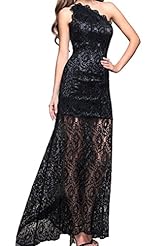 Lace Polyester/Spandex One Shoulder Sleeveless Checkered Print Spring Summer Winter Evening Dress/Maxi Dress 