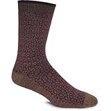 Goodhew LD6W030 Women's Woodblock Texture Merino Wool / Bamboo Crew Sock in Khaki Color: Bark, Size: Small - Medium