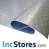 Coin Pattern Nitro Garage Floor Mat Covering 2.5mm 7.5'x17' - Light Grey