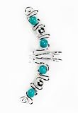 Pierceless Ear Cuff Wrap - Turqoise and Silver Beads with Silver Nontarnish Wire
