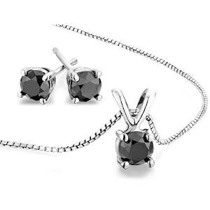 Black Diamond Necklace and Earring Set
