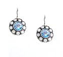 Mariana Antique Silver Plated Flower Earrings with White Alabaster and Heliotrope Swarovski Crystals