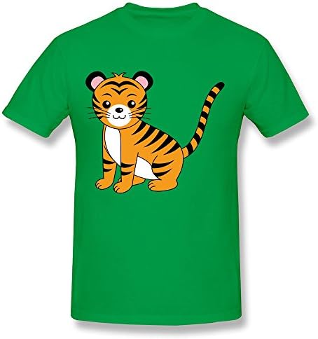 Leapens Men's Casual Short Sleeve Baby Tigers T-Shirt ForestGreen US Size XS