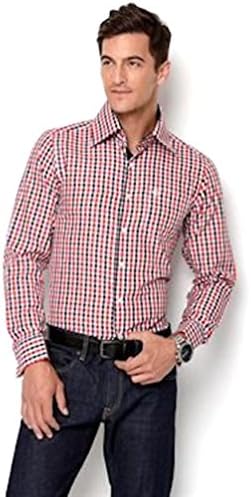 Amedeo Exclusive Men's Checkered Reversible French Cuff Shirt S Red &amp; Black