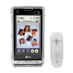 Transparent Clear Crystal Snap-On Hard Case With Belt Clip for Verizon LG Dare VX-9700 VX9700 Cell Phone