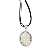1928 Silver-tone Pearl Oval Locket on 30 Inch Double Cord Necklace