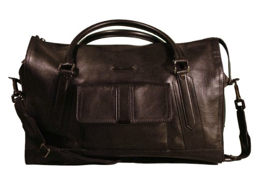 Authentic Burberry XL Holdall Black Leather Weekend Travel Bag