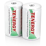 1 Card: 2 pcs Tenergy Centura C Size 4000mAh Low Self Discharge NiMH Rechargeable Batteries
