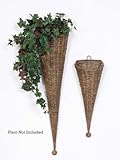 Pack of 4 Spring Serenity Brown Rattan Cone Shaped Wall Hanging Pocket Baskets