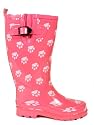New Womens Pink Paw Wellies Ladies Wellington Boots 3-8