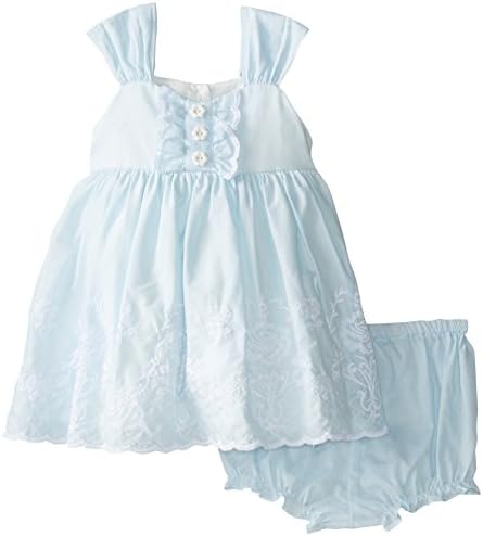 Laura Ashley London Baby Girls' Eyelet Trimmed Dress, Blue, 12 Months