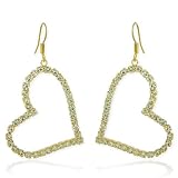 Goldtone Dangling CZ Stone Heart Shape Hook Earrings Fashion Jewelry for women