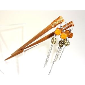 Designer Hair Chopsticks One Pair with Fancy Tassles