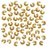 Real Gold TONE Crimp Bead Covers 3mm (144)