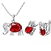 Jewelry Set, J.MOSUYA Ruby Swarovski Element Crystal Earring Pendant Necklace Set For Women Red