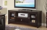 TV Stand with Two Cabinets and a Drawer in Espresso Finish