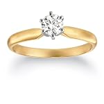 14k Yellow Gold Round Solitaire Diamond Engagement Ring (1/3 ct, H-I Color, SI2-I1 Clarity), Size 8