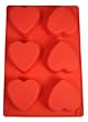 6 Cavity Mini Heart Silicone Cake Mold Pan Cavities are 2 3/4" x 2 3/4" x 1 1/4" deep Valentines Heart Cakes