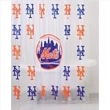 New York Mets Combo 3 Piece Bath Rug Set and Shower Curtain