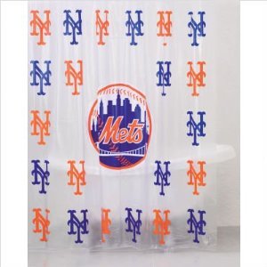 New York Mets Combo 3 Piece Bath Rug Set and Shower Curtain