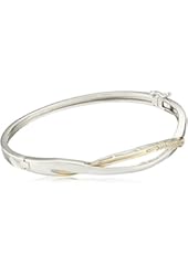 Two-Tone Sterling Silver and 18k Yellow Gold Over Silver Diamond Bangle Bracelet (1/10cttw, I-J Color, I2-I3 Clarity)