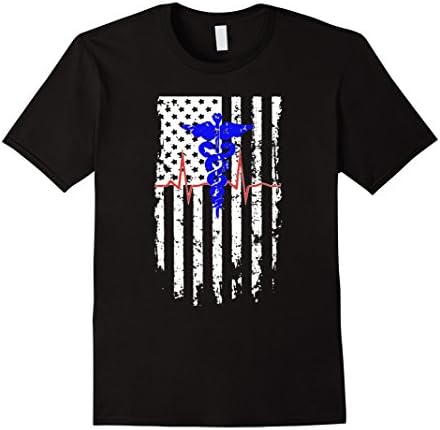 Men's American Nurse USA Flag Doctor Proud Freedom Lover Tee Shirt XL Black