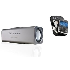 Fonus Black Portable Music Audio speaker with microSDHC slot for Apple Ipod Nano 5th Gen (5G / 5 Generation) (Package includes a FREE Non-slip car dashboard sticky mat)