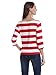 MsBasic Women's 3/4 Sleeve Boat Neck Striped Relax Fit Tee Shirts (Large, MS6310-2)Red/White