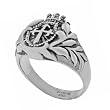 Stainless Steel Cross and Crown Mens Ring