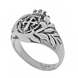 Stainless Steel Cross and Crown Mens Ring