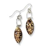 Murano Glass Oval Round Bead Sterling Silver Dangle Drop Wire Earrings