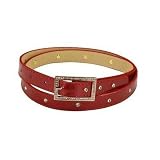 Women's Rhinestone Studded and Stitched Dress Belt w. Rhinestone Studded Rectangular Buckle