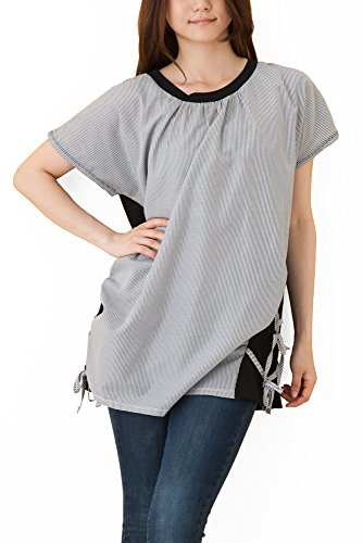 (ゴールドジャパン)Goldjapan 大きいサイズ レディース チュニック ストライプ ブラウス 半袖 トップス