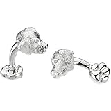 Sterling Silver/Rhodium Plated Golden Retriever Cufflinks