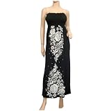 Jr Plus size Floral Embroidery Print Maxi Babydoll Dress Black