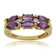 14K Yellow Gold Marquise Ring W Amethyst & Diamonds