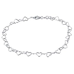 Sterling Silver Heart Link Anklet